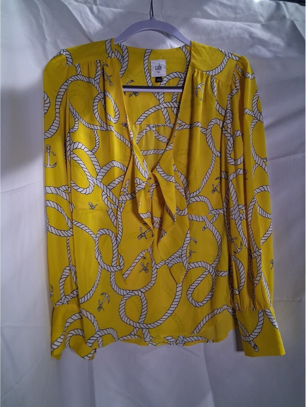 Cabi Drift Top Yellow Nartical Anchor Ropes Extra Small 02